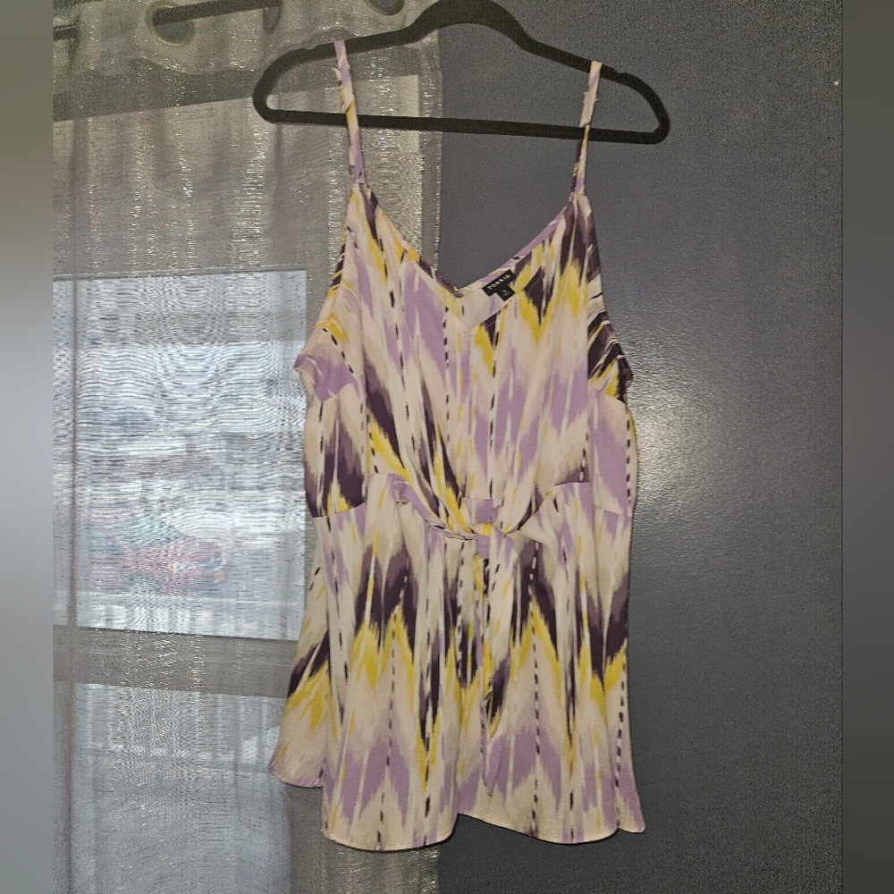 Women's Purple and Yellow Patterned Top